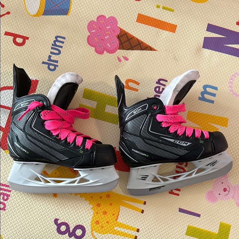 CCM Kids Ice Skates with Pink Laces